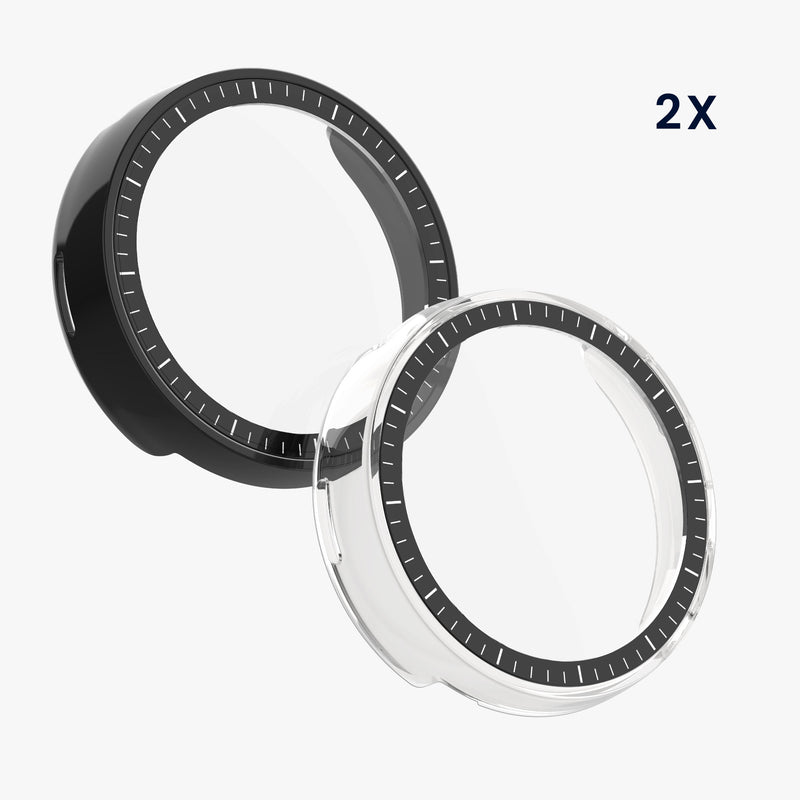 kwmobile 2x Glas Hülle für Amazfit Active Max A2557 Schutzhülle - Fullbody Fitnesstracker Case Set aus Glas - Schwarz Transparent Schwarz  [dsg01]