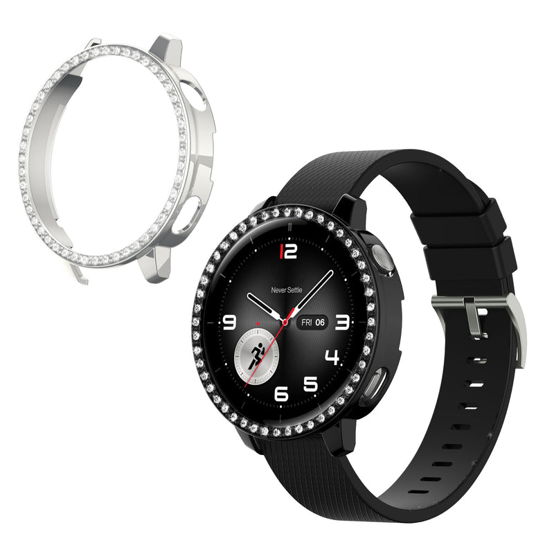 kwmobile 2x Kunststoff Hülle kompatibel mit OnePlus Watch 4 / Watch 3 / OPPO Watch X3 mini / X2 mini Schutzhülle Schutzrahmen - Glitzer Schutz Zubehör in Schwarz Silber Schwarz  [dsg01]