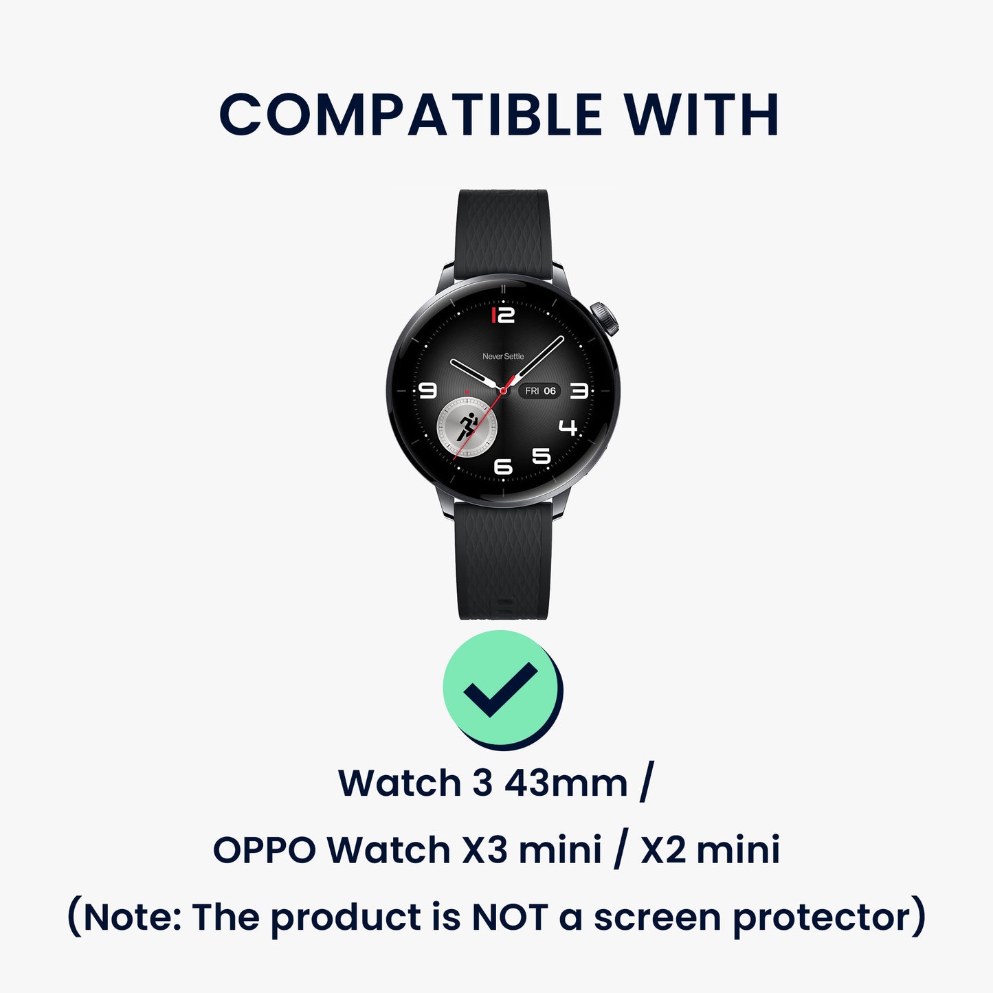 kwmobile 2x Kunststoff Hülle kompatibel mit OnePlus Watch 4 / Watch 3 / OPPO Watch X3 mini / X2 mini Schutzhülle Schutzrahmen - Glitzer Schutz Zubehör in Schwarz Silber Schwarz  [dsg01]