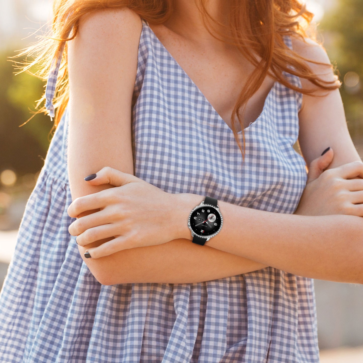 kwmobile 2x Kunststoff Hülle kompatibel mit OnePlus Watch 4 / Watch 3 / OPPO Watch X3 mini / X2 mini Schutzhülle Schutzrahmen - Glitzer Schutz Zubehör in Transparent Rosegold Transparent  [dsg02]