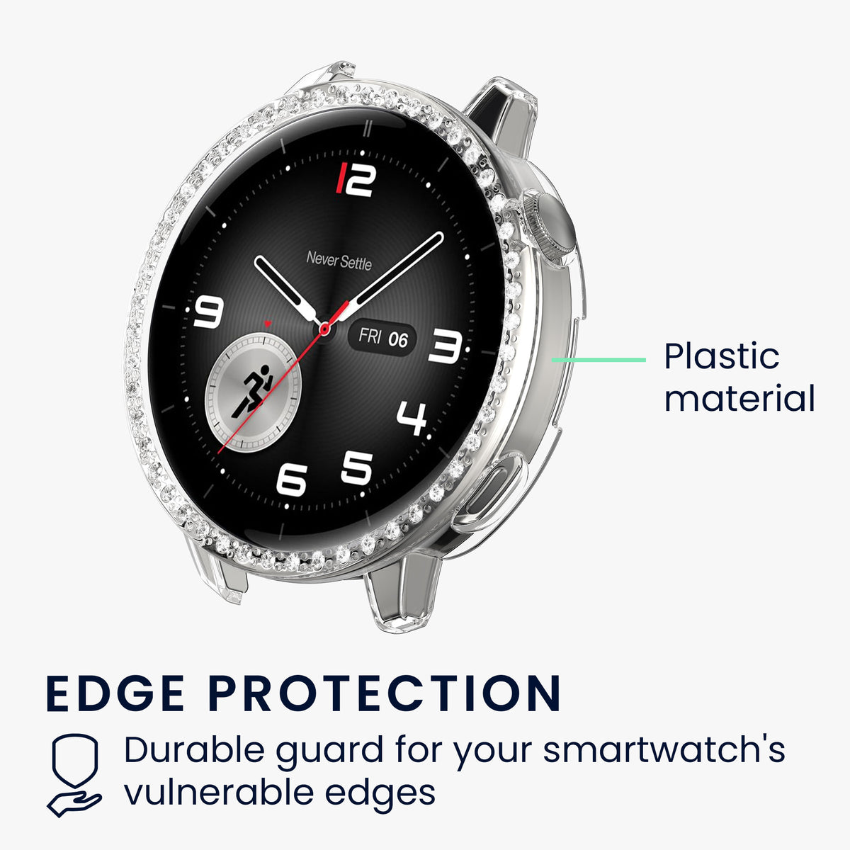 kwmobile 2x Kunststoff Hülle kompatibel mit OnePlus Watch 4 / Watch 3 / OPPO Watch X3 mini / X2 mini Schutzhülle Schutzrahmen - Glitzer Schutz Zubehör in Transparent Rosegold Transparent  [dsg02]