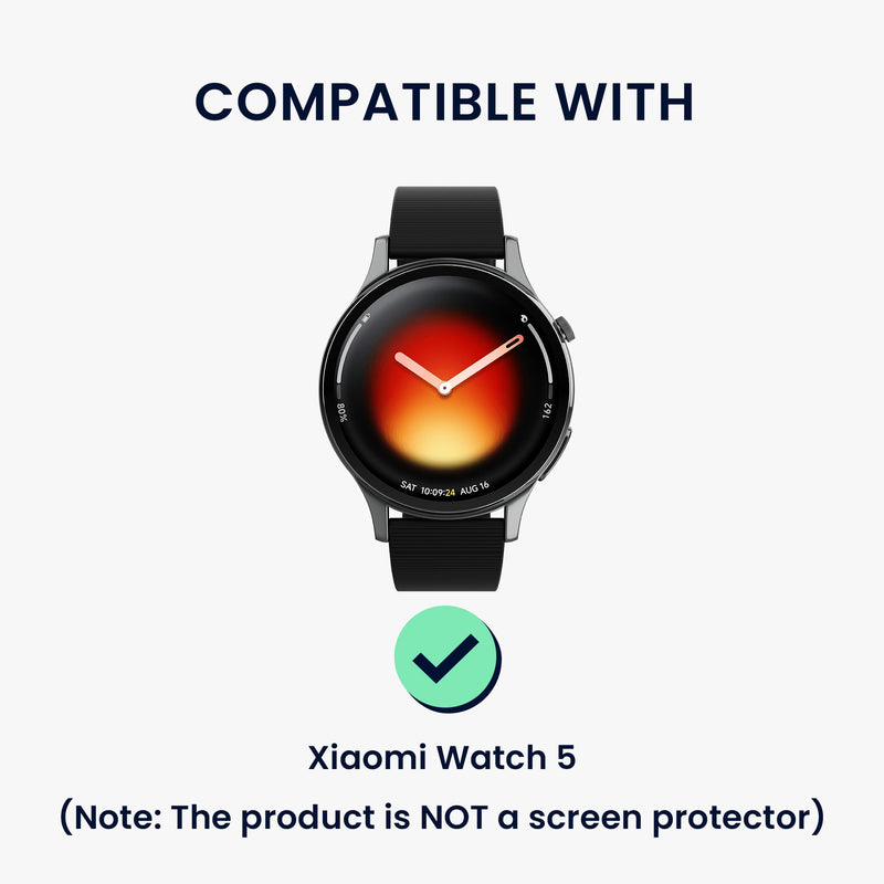 kwmobile 2x Kunststoff Hülle kompatibel mit Xiaomi Watch 5 Schutzhülle Schutzrahmen - Glitzer Schutz Zubehör in Schwarz Transparent Schwarz  [dsg01]