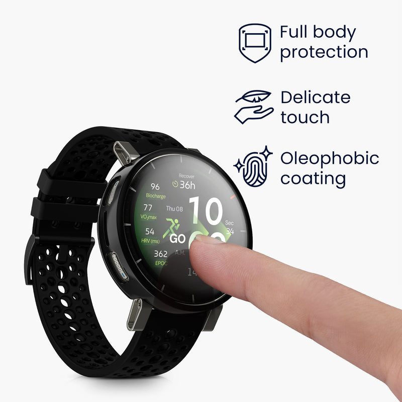 kwmobile 2x Silikon Hülle für Amazfit Active3 Premium Schutzhülle - Fullbody Display Cover Set aus Silikon - Silber Schwarz Silber  [dsg02]