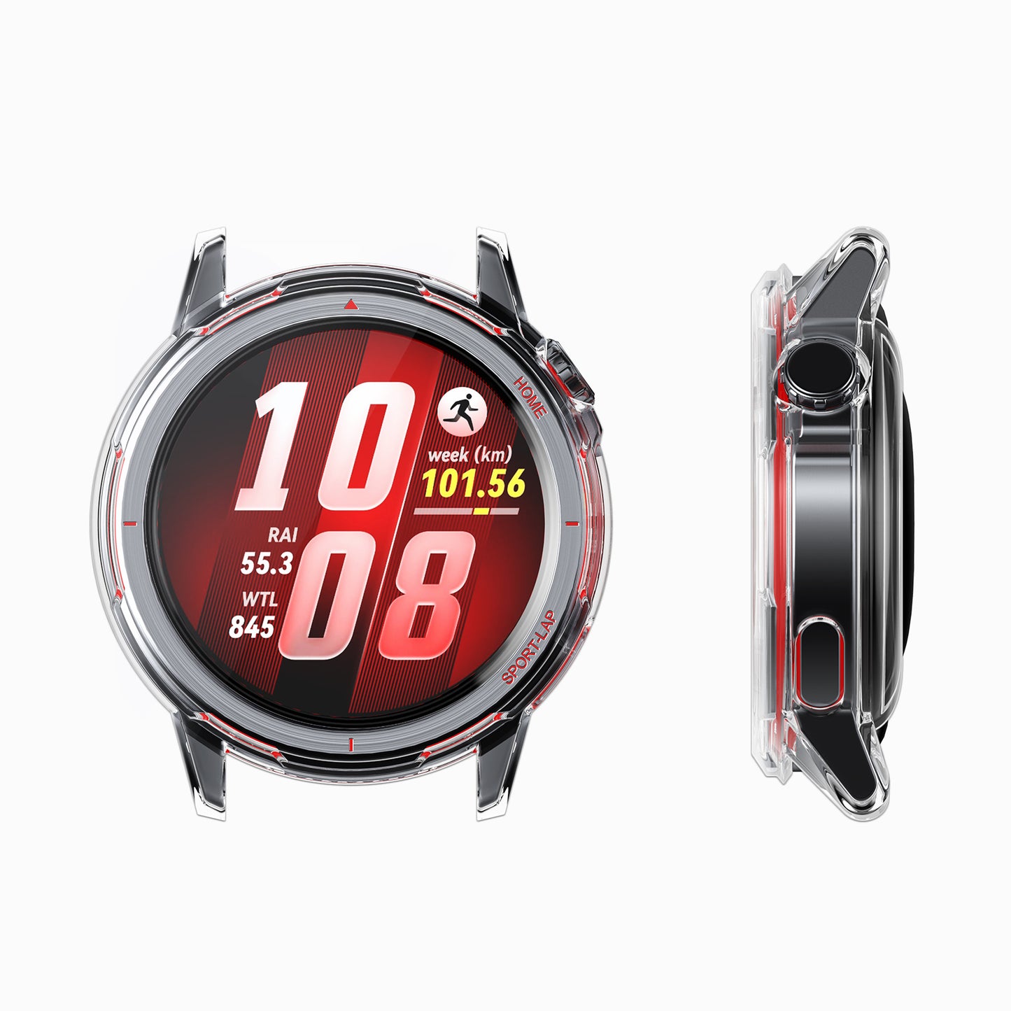 kwmobile 2x Silikon Hülle für Huawei Watch GT Runner 2 Schutzhülle - Fullbody Display Cover Set aus Silikon - Schwarz Transparent Schwarz  [dsg02]