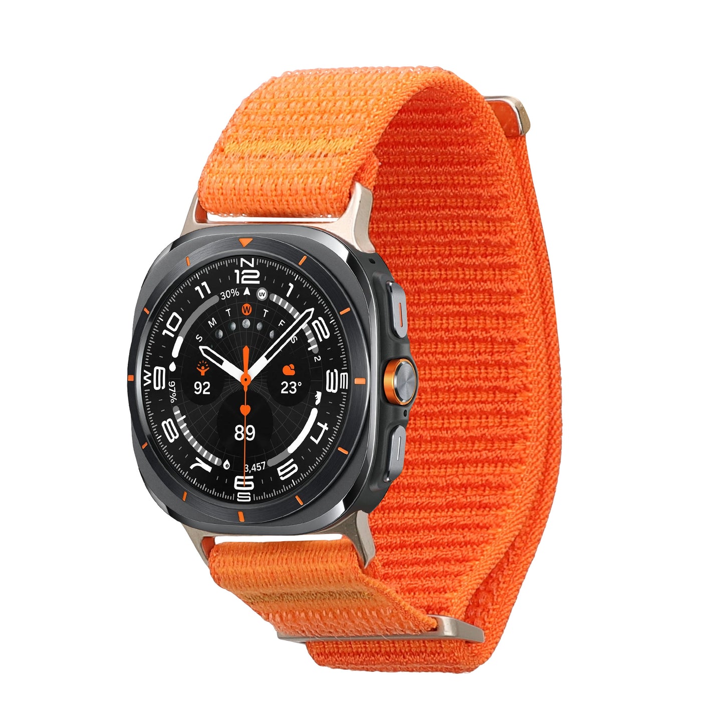 kwmobile Armband kompatibel mit Samsung Galaxy Watch Ultra 47mm - Nylon Fitnesstracker Sportarmband Band in Orange - Innenmaße von Orange