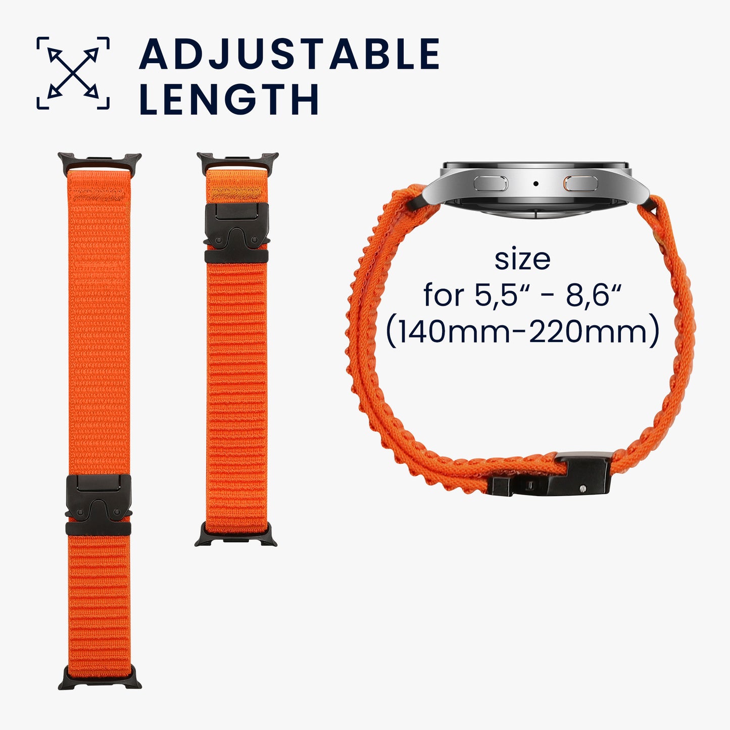 kwmobile Armband kompatibel mit Samsung Galaxy Watch 8 Galaxy / Galaxy Watch 8 Classic 46mm - Nylon Fitnesstracker Sportarmband Band in Orange - Innenmaße von Orange