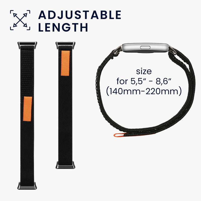 kwmobile Armband kompatibel mit Huawei Band 11 / Band 11 Pro - Nylon Fitnesstracker Sportarmband Band in Schwarz - Innenmaße von Schwarz