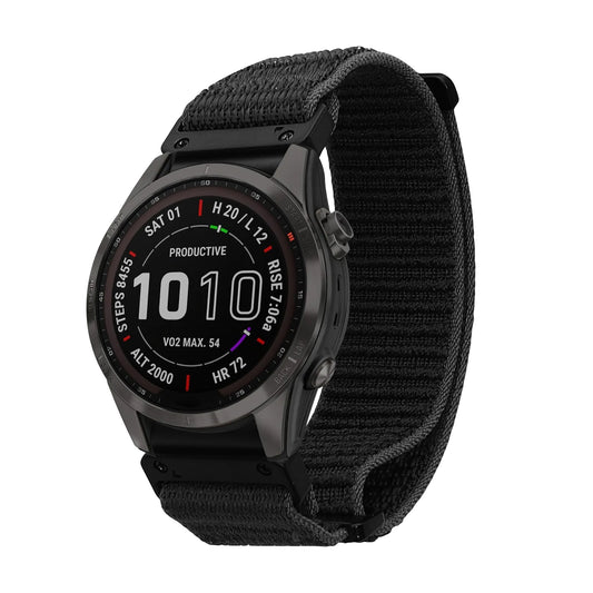 kwmobile Armband kompatibel mit Garmin Instinct 2S / Fenix 8S / Fenix 7S / Fenix 6S - Nylon Fitnesstracker Sportarmband Band in Schwarz - Innenmaße von Schwarz