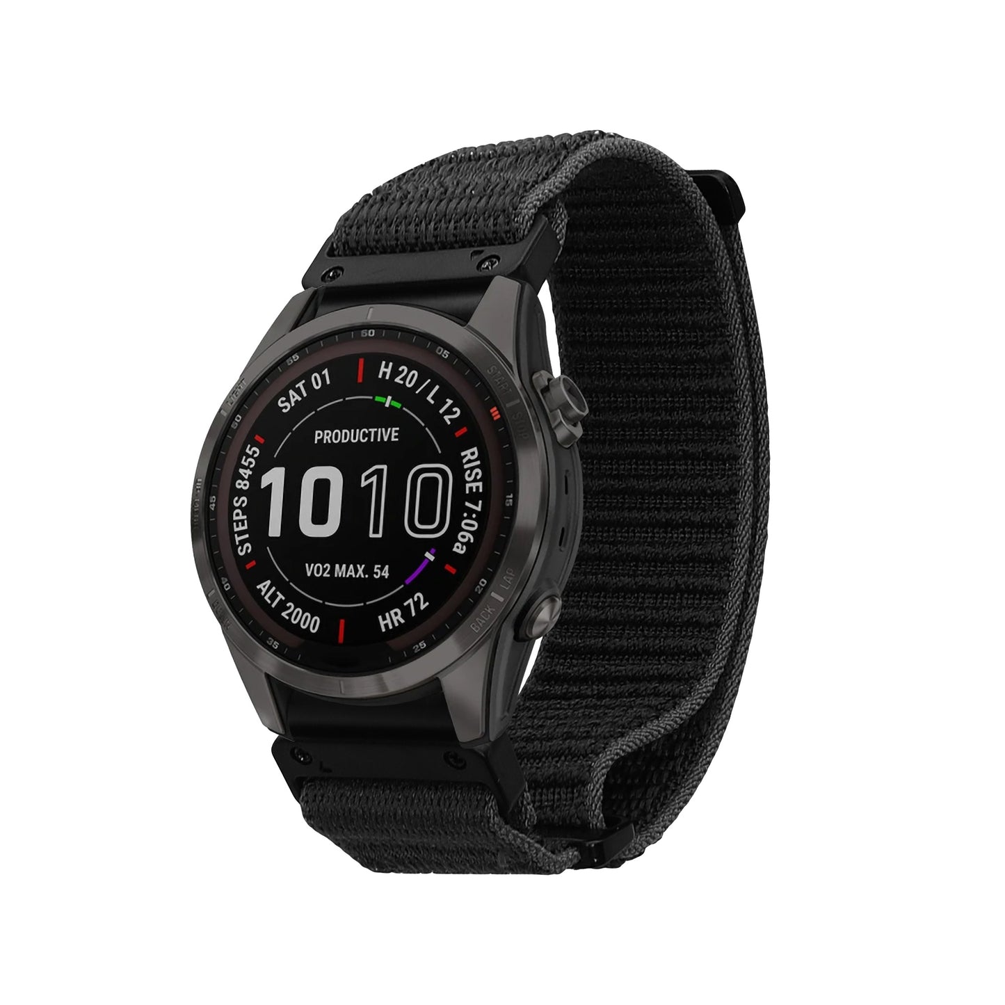 kwmobile Armband kompatibel mit Garmin Instinct 2S / Fenix 8S / Fenix 7S / Fenix 6S - Nylon Fitnesstracker Sportarmband Band in Schwarz - Innenmaße von Schwarz