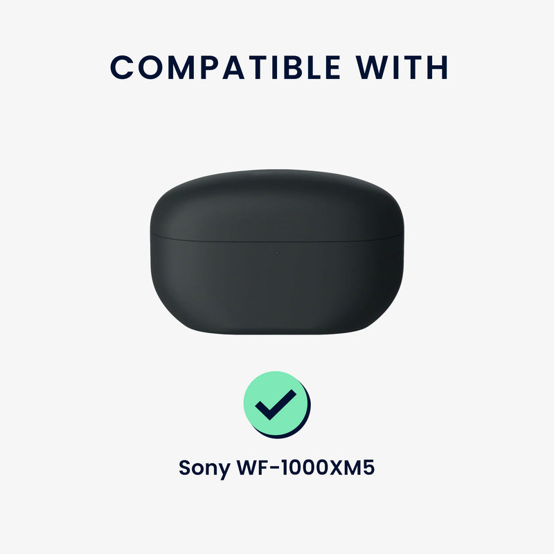 kwmobile Kunstleder Hülle für Sony WF-1000XM5 Case - Slim Cover mit Karabiner - Kopfhörer Tasche - Etui in Braun Braun
