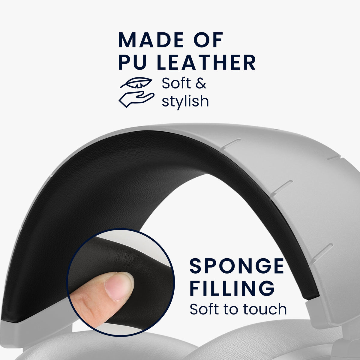 kwmobile Ersatz Bügelpolster kompatibel mit JBL Quantum 600 (Q600) / 610 (Q610) / 800 (Q800) / 810 (Q810) - Kopfbügelpolster aus Kunstleder - Kopfhörer Ersatz Polster - Schwarz Schwarz