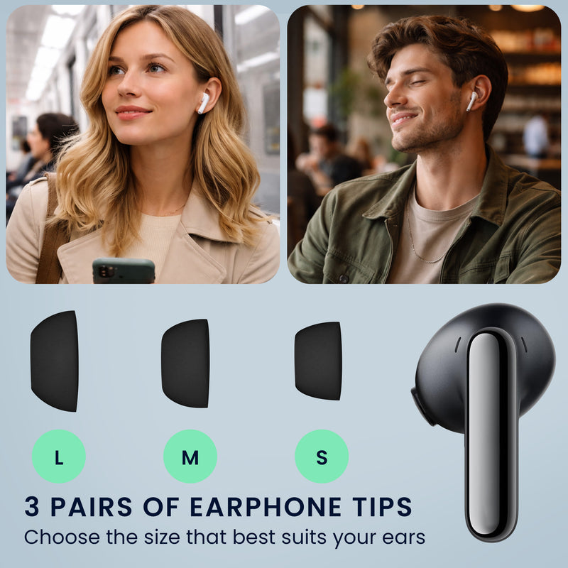 kwmobile 6x Silikonaufsätze für Xiaomi Redmi Buds 8 Pro - Ersatz Ohrstöpsel in 3 Größen - Ear Tips für In-Ear Kopfhörer - Zubehör Ersatzpolster in Schwarz Schwarz