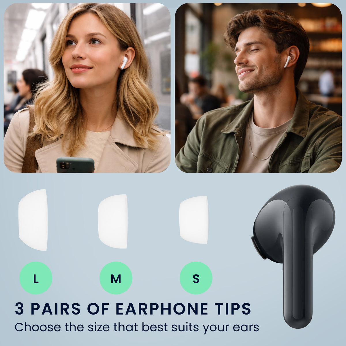 kwmobile 6x Silikonaufsätze für Xiaomi Redmi Buds 8 Lite - Ersatz Ohrstöpsel in 3 Größen - Ear Tips für In-Ear Kopfhörer - Zubehör Ersatzpolster in Weiß Weiß