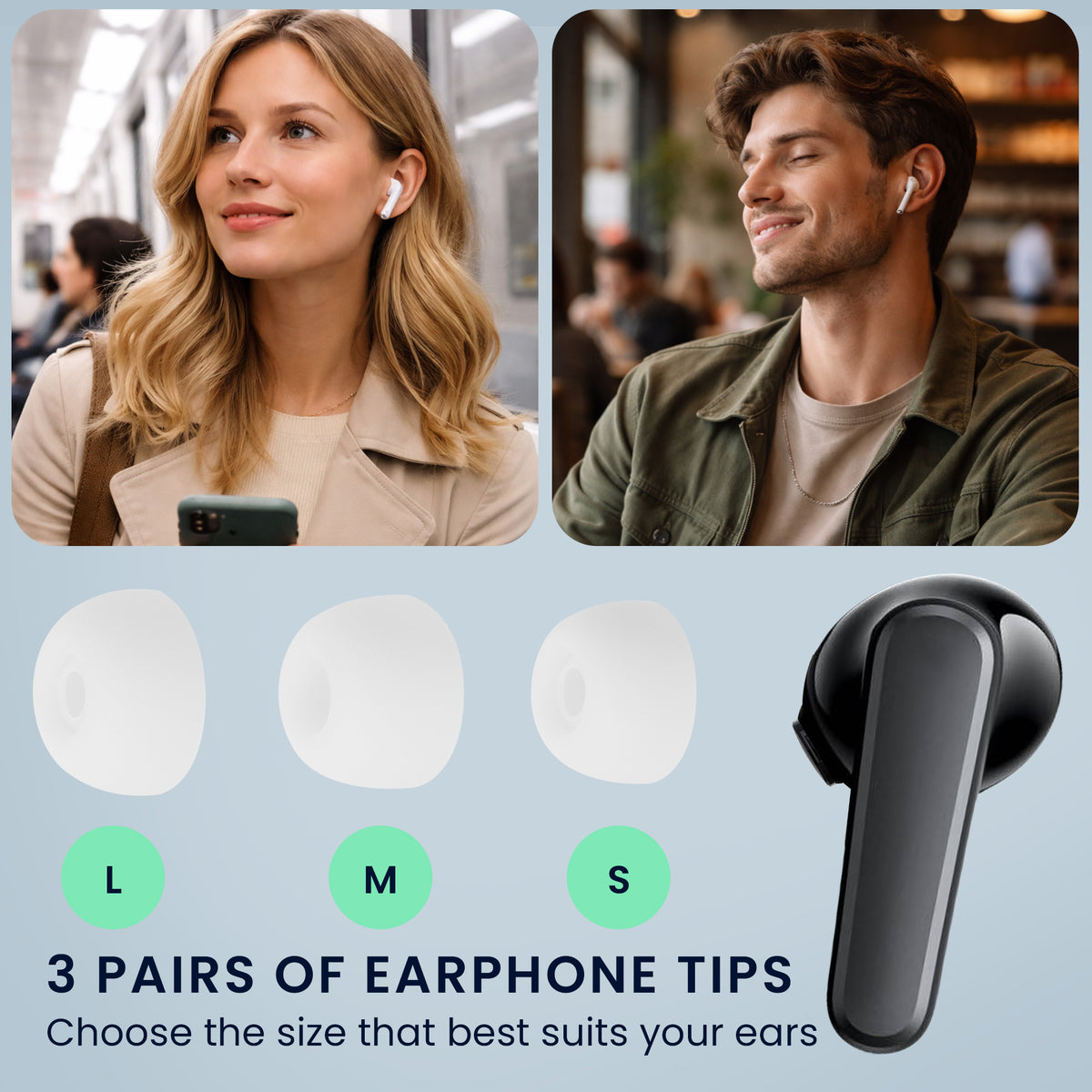 kwmobile 6x Silikonaufsätze für Anker Soundcore P20i - Ersatz Ohrstöpsel in 3 Größen - Ear Tips für In-Ear Kopfhörer - Zubehör Ersatzpolster in Weiß Weiß