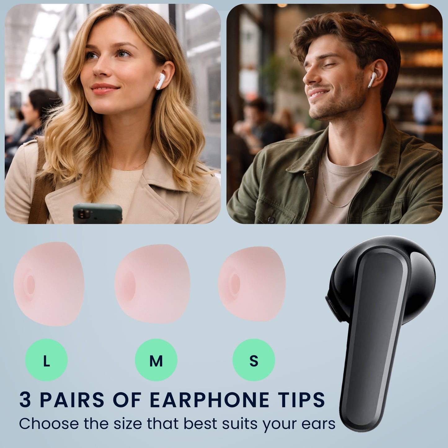 kwmobile 6x Silikonaufsätze für Anker Soundcore P20i - Ersatz Ohrstöpsel in 3 Größen - Ear Tips für In-Ear Kopfhörer - Zubehör Ersatzpolster in Altrosa Altrosa