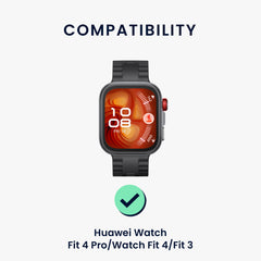 kwmobile Armband kompatibel mit Huawei Watch Fit 4 Pro / Watch Fit 4 / Fit 3 - Nylon Fitnesstracker Sportarmband Band in Schwarz - Innenmaße von Schwarz