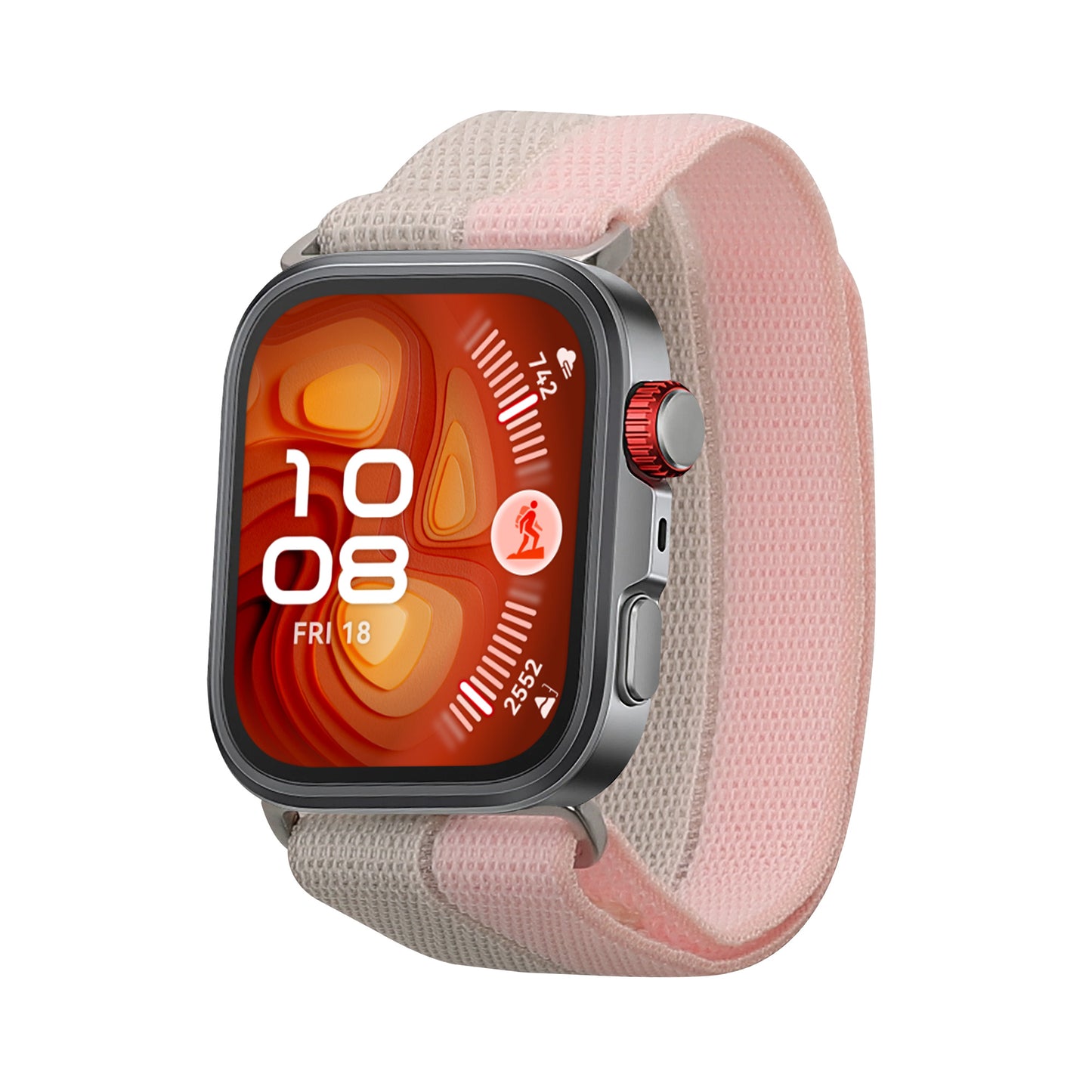 kwmobile Armband kompatibel mit Huawei Watch Fit 4 Pro / Watch Fit 4 / Fit 3 - Nylon Fitnesstracker Sportarmband Band in Altrosa Silber - Innenmaße von Altrosa