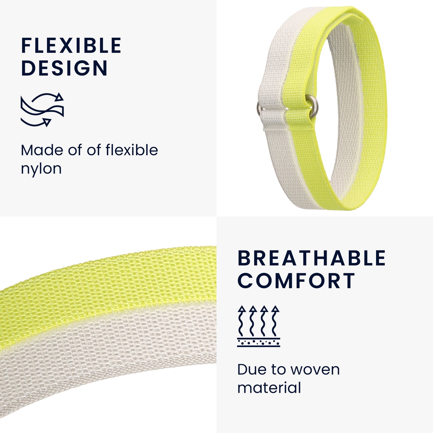 kwmobile Armband kompatibel mit COROS Heart Rate Monitor Armband - Nylon Fitnesstracker Sportarmband Band in Silber Gelb - Innenmaße von Silber