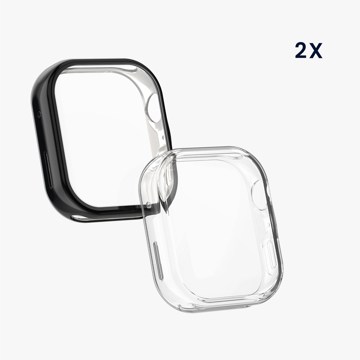 kwmobile 2x Silikon Hülle für Huawei Watch FIT 5 Schutzhülle - Fullbody Display Cover Set aus Silikon - Schwarz Transparent Schwarz  [dsg01]