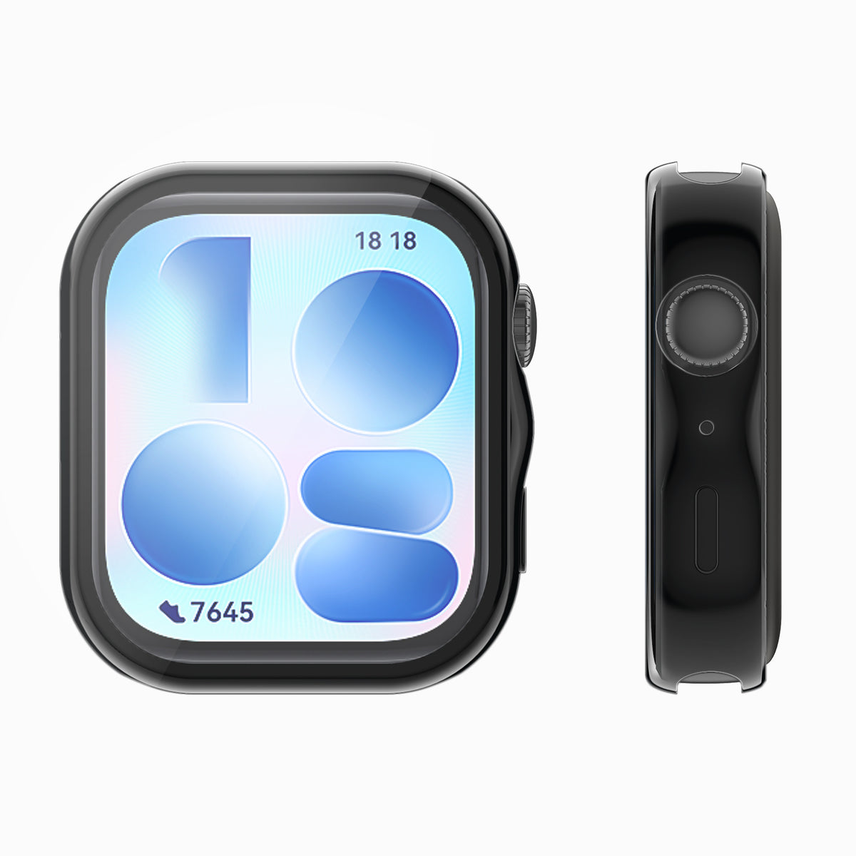 kwmobile 2x Silikon Hülle für Huawei Watch FIT 5 Schutzhülle - Fullbody Display Cover Set aus Silikon - Silber Schwarz Silber  [dsg02]