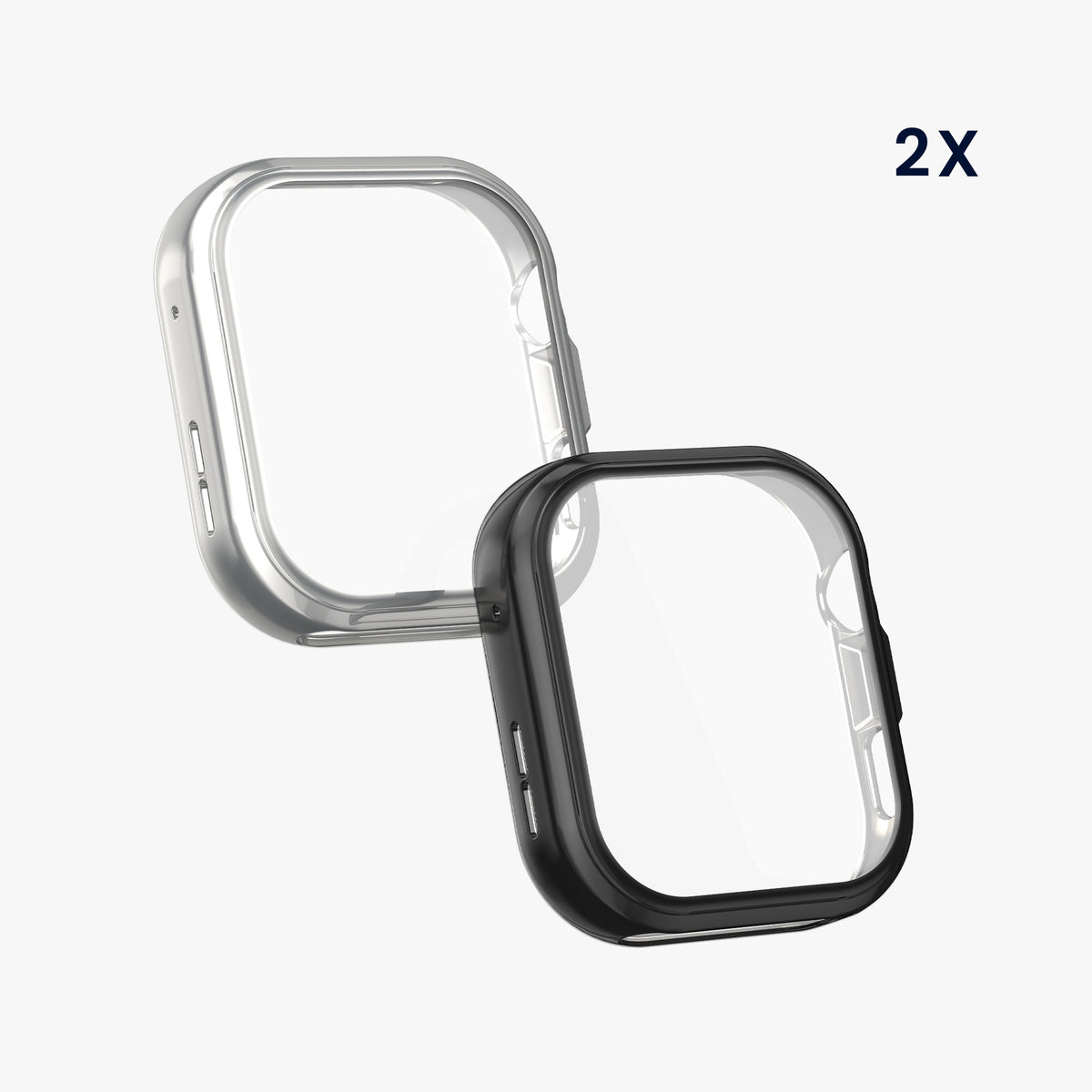 kwmobile 2x Silikon Hülle für Huawei Watch FIT 5 Pro Schutzhülle - Fullbody Display Cover Set aus Silikon - Silber Schwarz Silber  [dsg02]