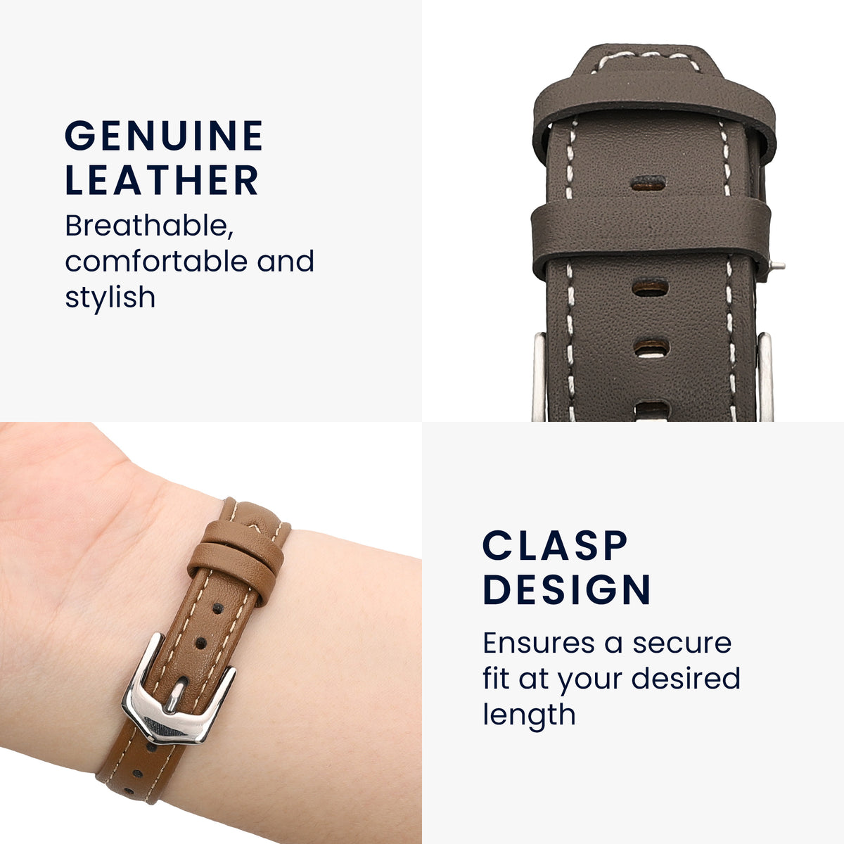 kwmobile Echtleder Uhrenarmband für Huawei Watch GT6 Pro 46mm Armband - Ersatzarmband für Fitnesstracker - Wechselarmband Smartwatch - Grau Grau