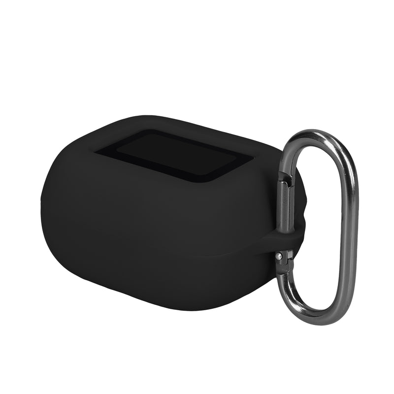 kwmobile Schutzhülle für JBL Live Buds 4 / Beam 4 / Flex 4 Hülle - TPU Silikon Case für Kopfhörer Ladecase - stoßfestes Cover mit Karabiner - Schwarz Schwarz