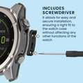 kwmobile Smartwatch Seiten-Bumper für Garmin Fenix 8 / Tactix 8 / Quatix 8 (47mm) Watch Side Bumper - Ersatz Stoßschutz für Uhrenrand aus Metall inkl. Schraubendreher - Schwarz Silber Schwarz