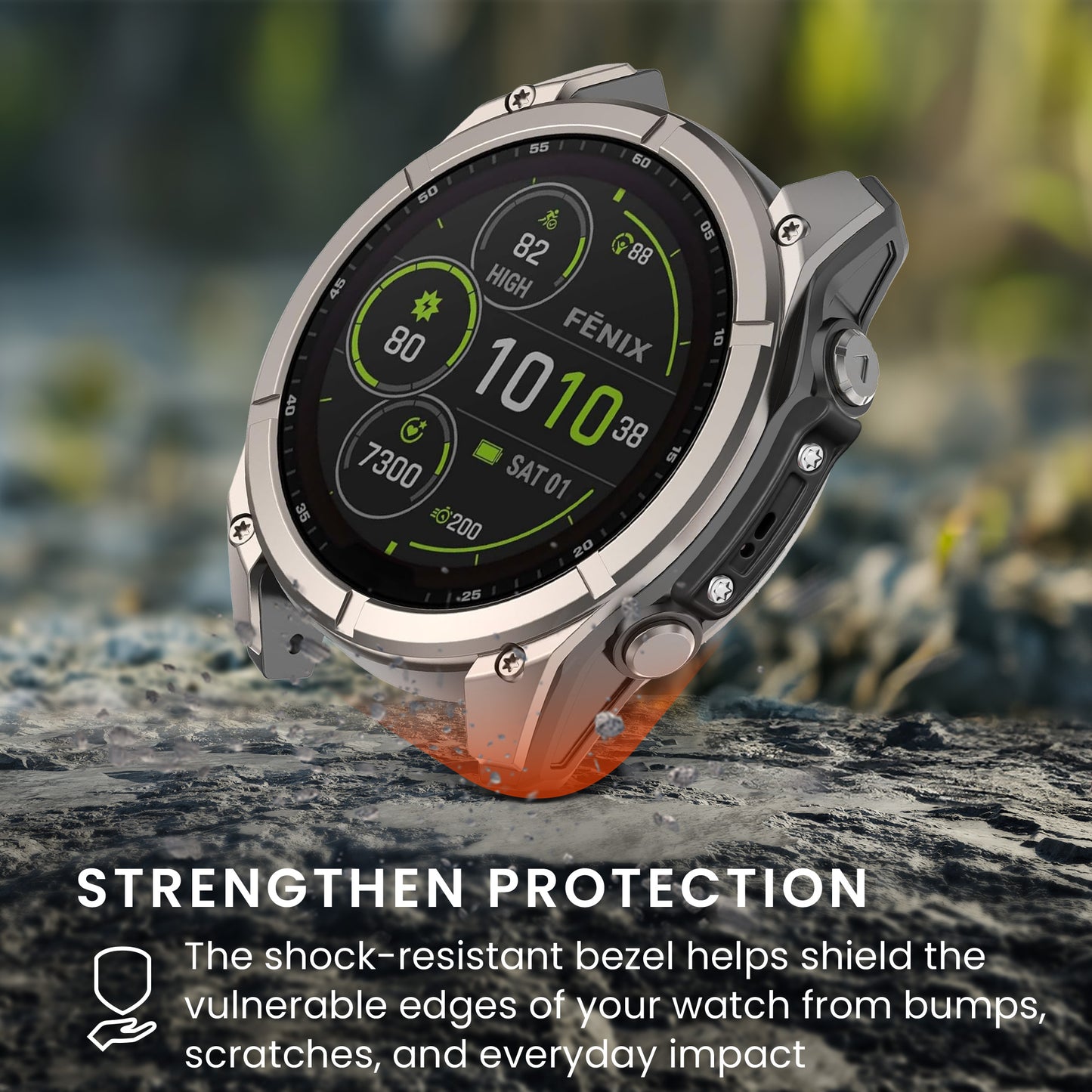 kwmobile Smartwatch Seiten-Bumper für Garmin Fenix 8 / Tactix 8 / Quatix 8 (47mm) Watch Side Bumper - Ersatz Stoßschutz für Uhrenrand aus Metall inkl. Schraubendreher - Schwarz Silber Schwarz