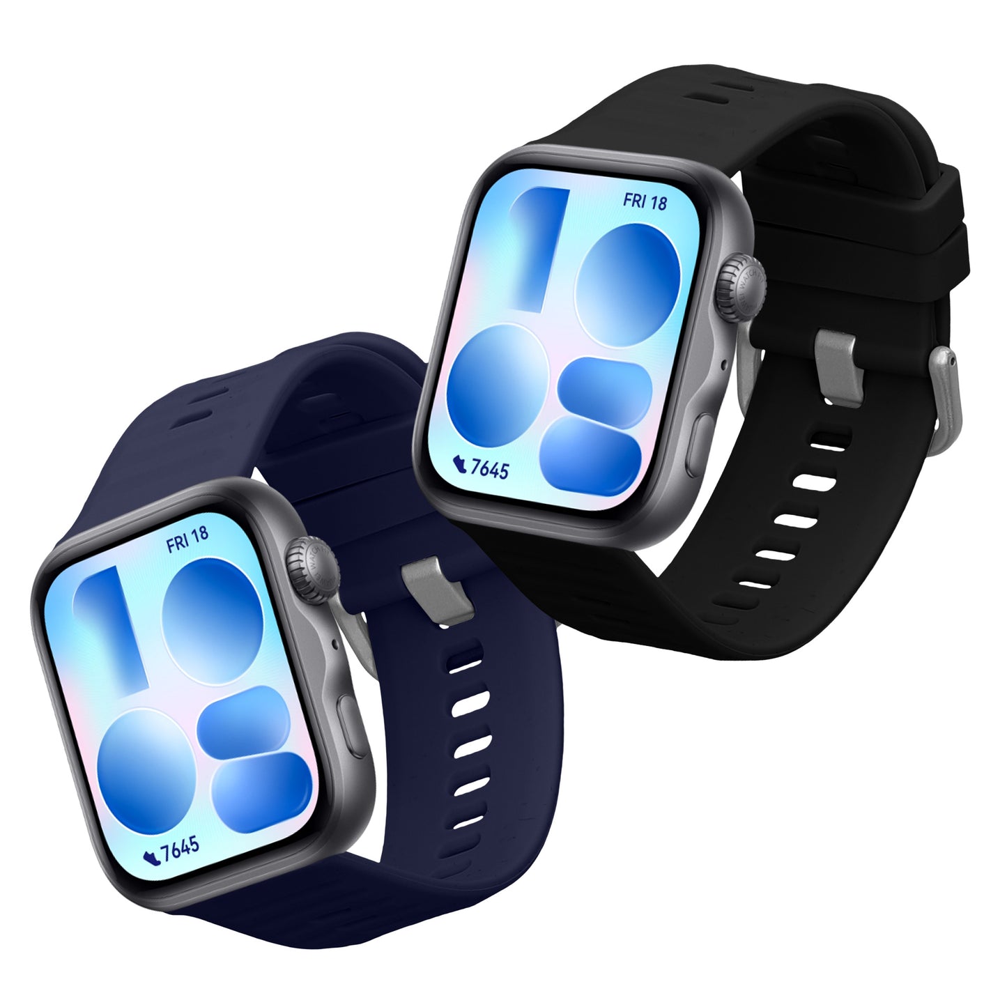 kwmobile Silikon Uhrenarmband für Huawei Watch Fit 5 / Watch Fit 5 Pro Armband - Ersatzarmband für Fitnesstracker - Wechselarmband Smartwatch - Schwarz Dunkelblau Schwarz
