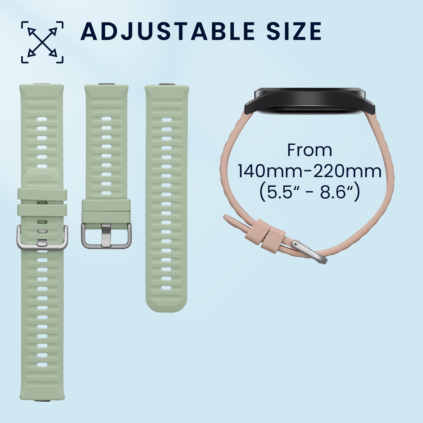 kwmobile Silikon Uhrenarmband für Huawei Watch Fit 5 / Watch Fit 5 Pro Armband - Ersatzarmband für Fitnesstracker - Wechselarmband Smartwatch - Pastellgrün Altrosa Pastellgrün