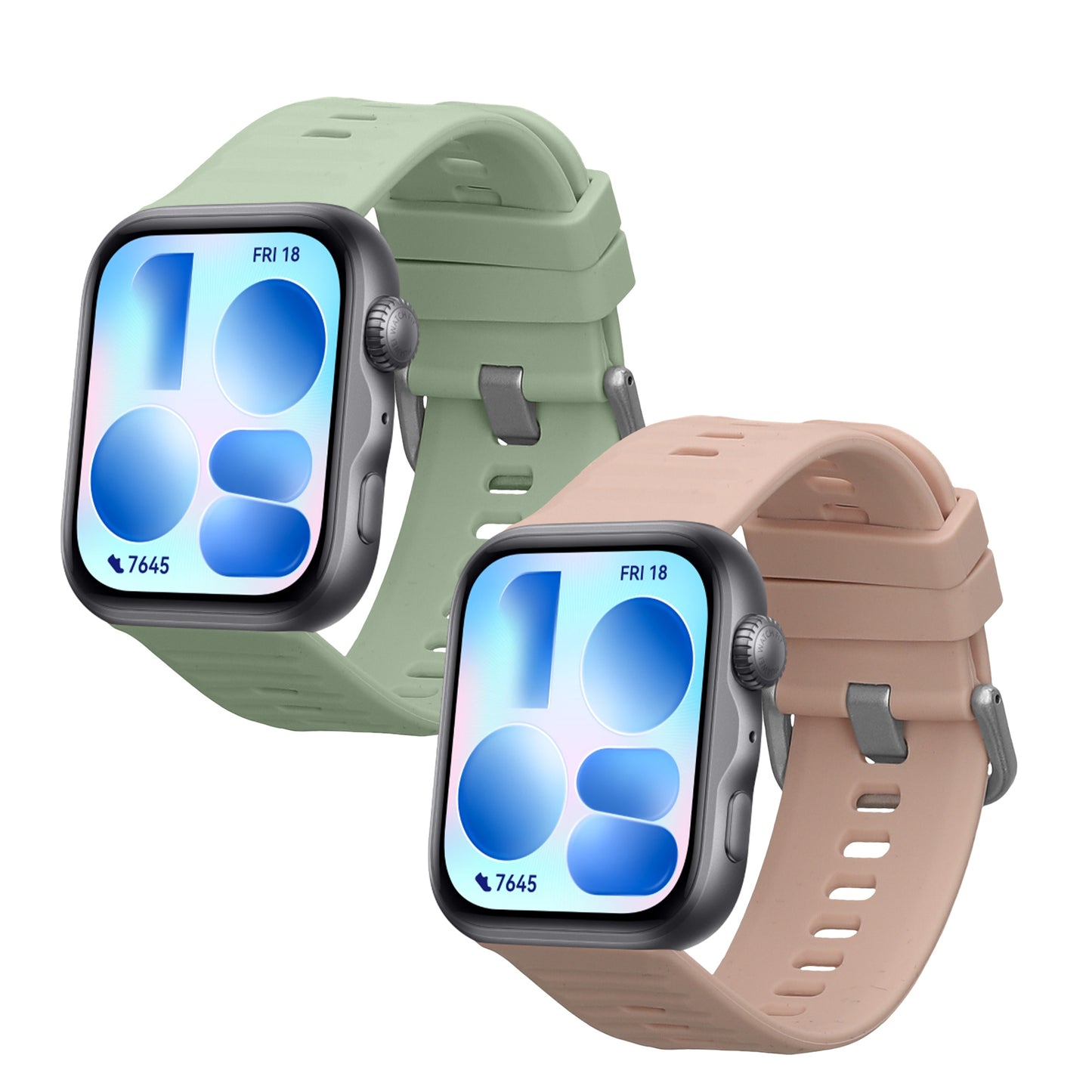 kwmobile Silikon Uhrenarmband für Huawei Watch Fit 5 / Watch Fit 5 Pro Armband - Ersatzarmband für Fitnesstracker - Wechselarmband Smartwatch - Pastellgrün Altrosa Pastellgrün