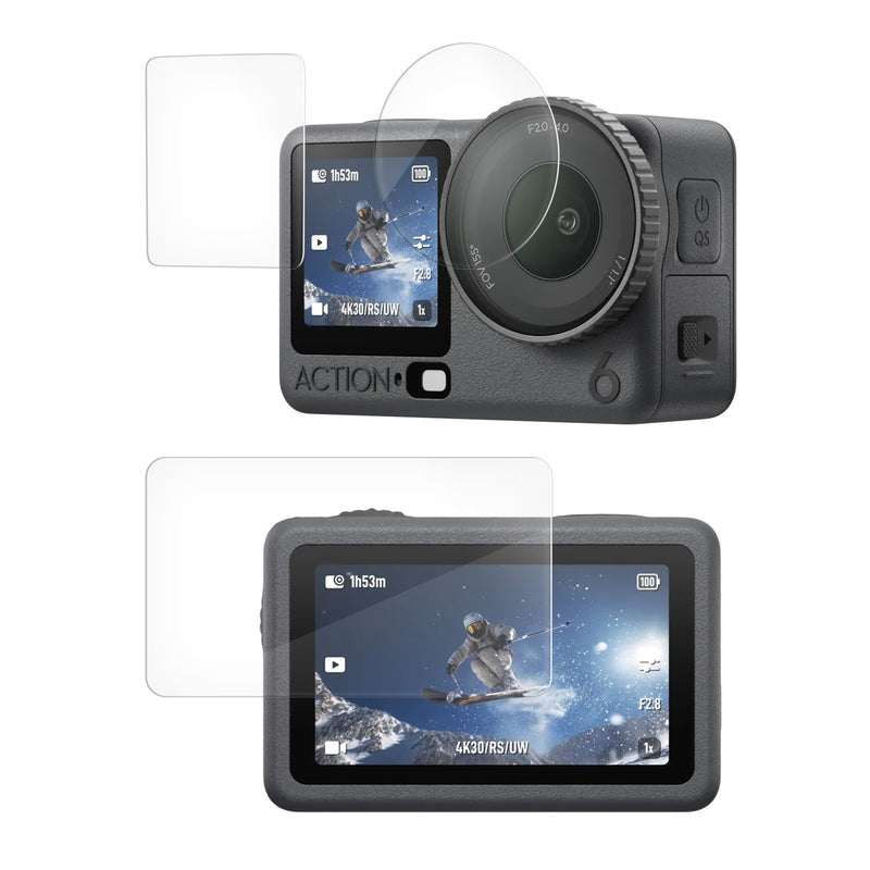kwmobile 3x Kamera Displayschutz für DJI Osmo Active 6 / Action 6 Folie - 9H Härtegrad für Action Cam & Kompaktkamera - Schutzfolie für Display und Linse - Objektivschutz Transparent
