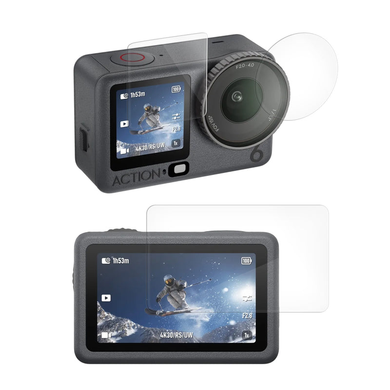 kwmobile 3x Kamera Displayschutz für DJI Osmo Active 6 / Action 6 Folie - 9H Härtegrad für Action Cam & Kompaktkamera - Schutzfolie für Display und Linse - Objektivschutz Transparent