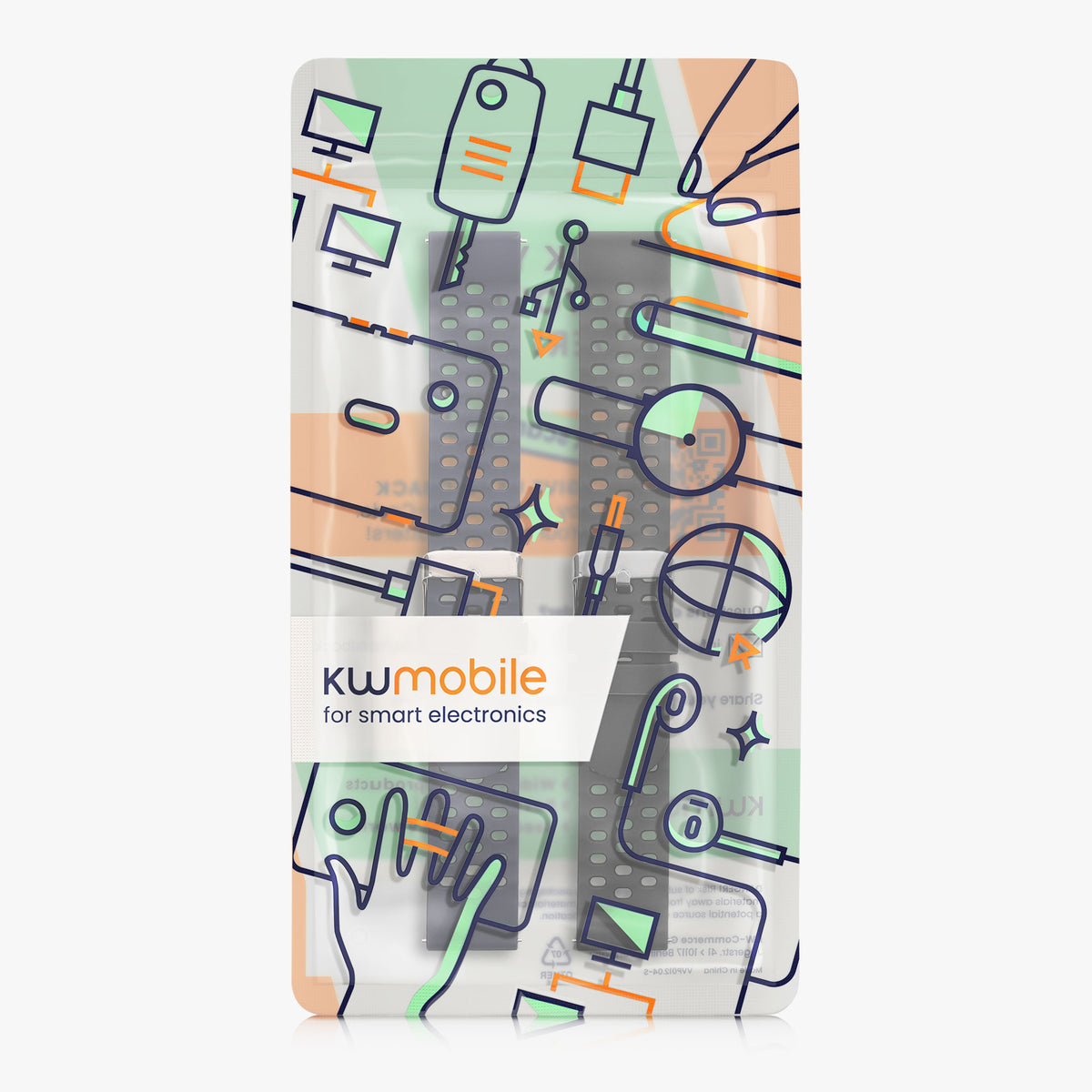 kwmobile 2x Uhrenarmband für Amazfit Active3 Premium Armband - Fitnesstracker Band Set aus TPU Silikon - Ersatzarmband Smartwatch - Schwarz Dunkelblau Schwarz  [dsg01]
