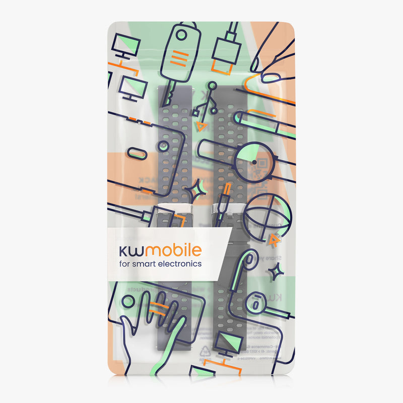 kwmobile 2x Uhrenarmband für Amazfit Active3 Premium Armband - Fitnesstracker Band Set aus TPU Silikon - Ersatzarmband Smartwatch - Schwarz Dunkelblau Schwarz  [dsg01]