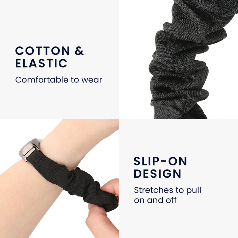 kwmobile Ersatz Armband kompatibel mit Huawei Band 11 / Band 11 Pro - Smartwatch Scrunchie Haargummi Design Schwarz - Innenmaße Schwarz