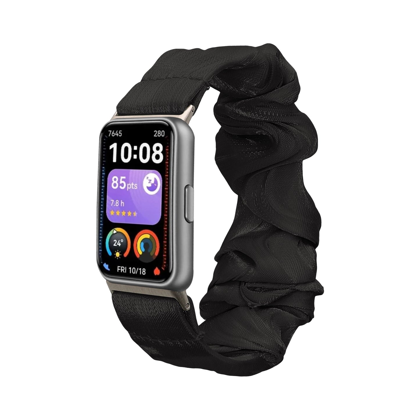 kwmobile Ersatz Armband kompatibel mit Huawei Band 11 / Band 11 Pro - Smartwatch Scrunchie Haargummi Design Schwarz - Innenmaße Schwarz