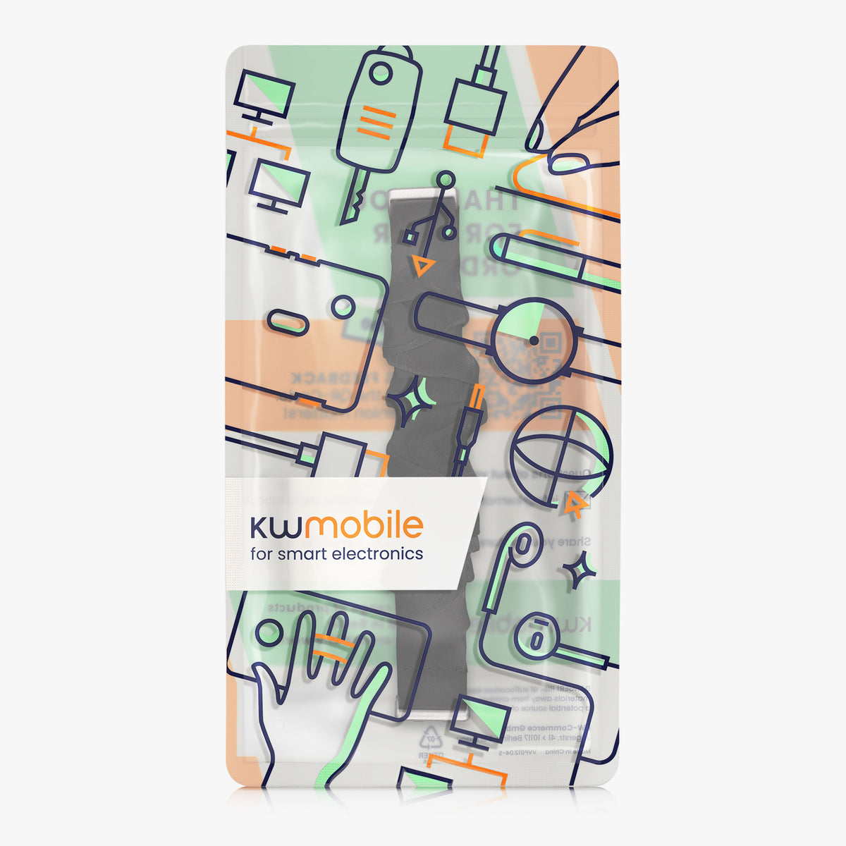 kwmobile Ersatz Armband kompatibel mit Huawei Band 11 / Band 11 Pro - Smartwatch Scrunchie Haargummi Design Schwarz - Innenmaße Schwarz