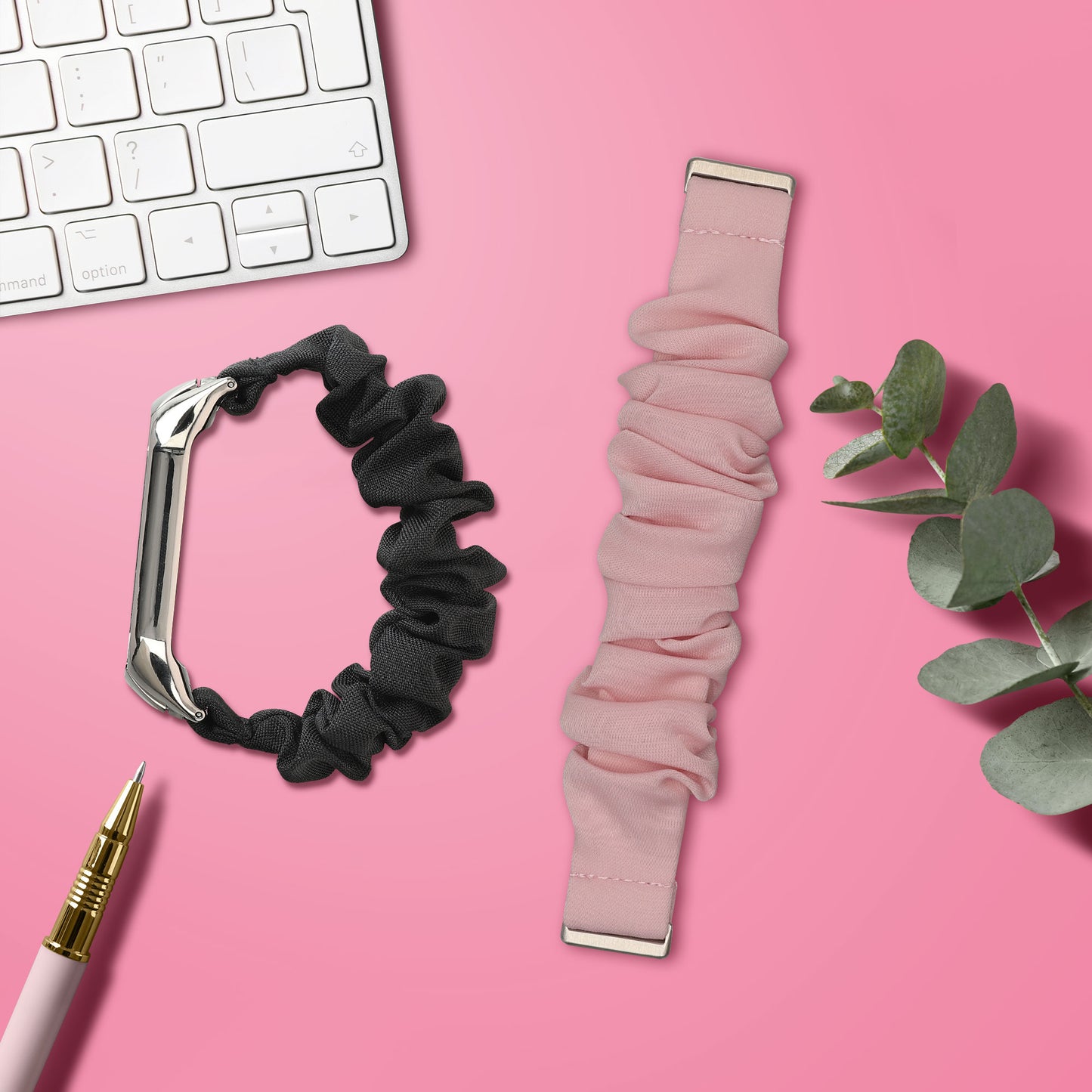 kwmobile Ersatz Armband kompatibel mit Huawei Band 11 / Band 11 Pro - Smartwatch Scrunchie Haargummi Design Altrosa - Innenmaße Altrosa