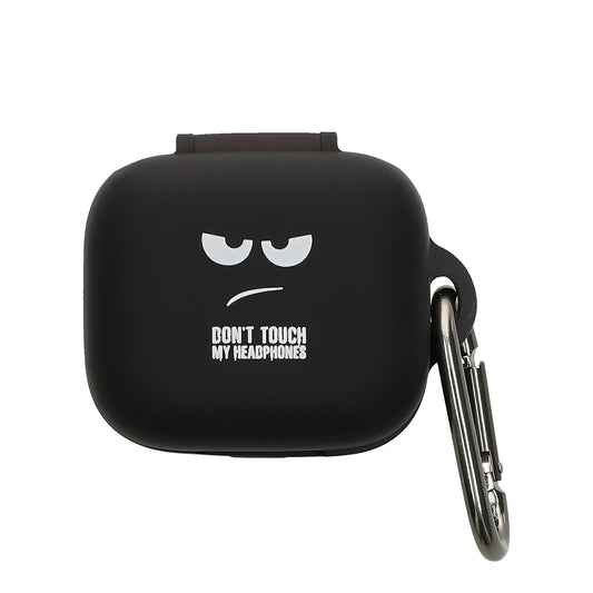 kwmobile Design Schutzhülle für Anker Soundcore P30i Hülle - TPU Silikon Case für Kopfhörer Ladecase - stoßfestes Cover mit Karabiner - Weiß Schwarz Schwarz Weiß  [dsg01]