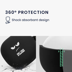 kwmobile Design Schutzhülle für Anker Soundcore Liberty 4 Pro Hülle - TPU Silikon Case für Kopfhörer Ladecase - stoßfestes Cover mit Karabiner - Weiß Schwarz Schwarz Weiß  [dsg01]