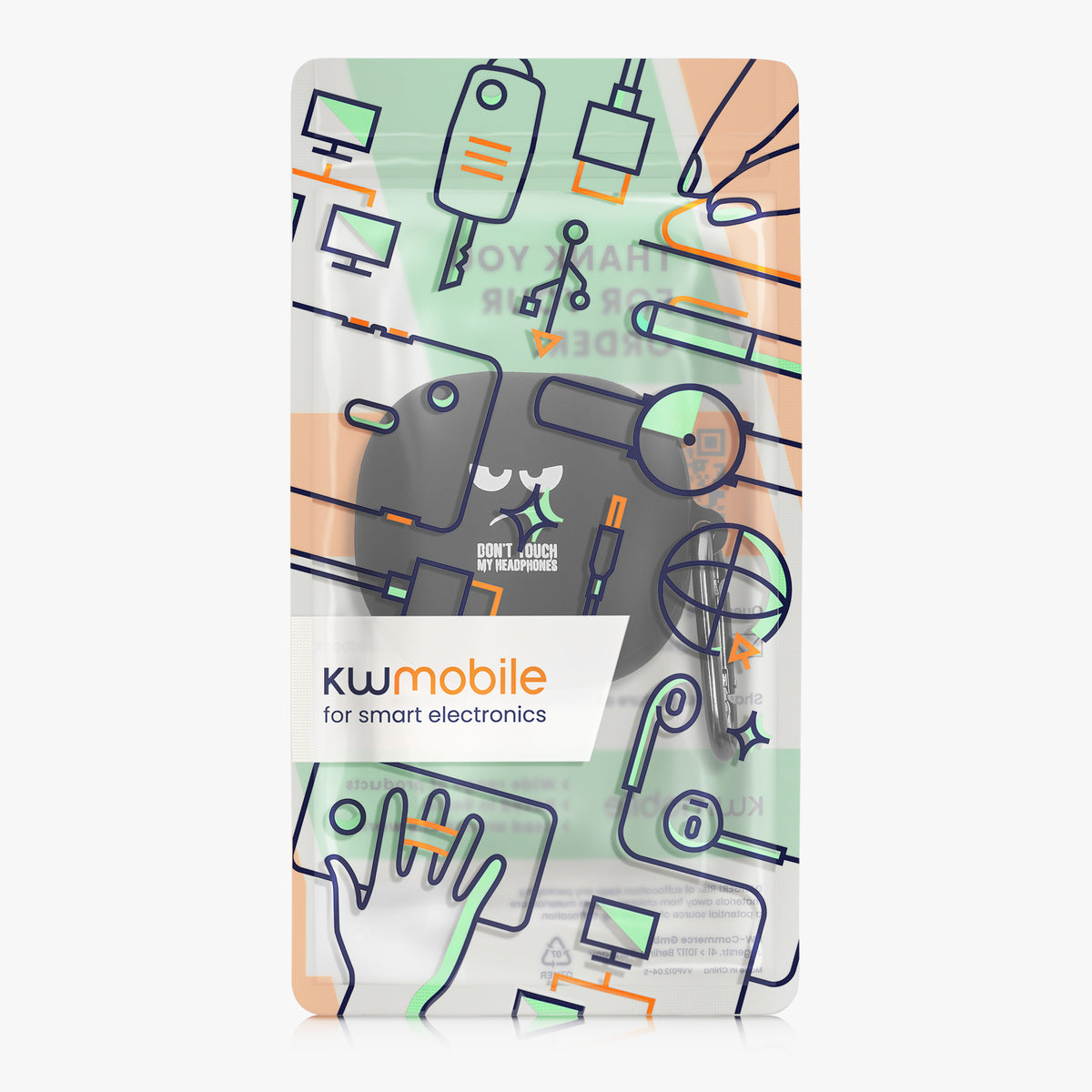 kwmobile Design Schutzhülle für Anker Soundcore Liberty 4 Pro Hülle - TPU Silikon Case für Kopfhörer Ladecase - stoßfestes Cover mit Karabiner - Weiß Schwarz Schwarz Weiß  [dsg01]