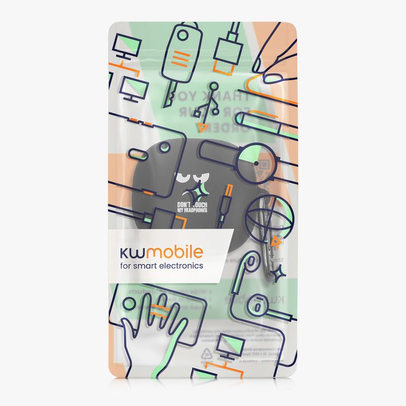 kwmobile Design Schutzhülle für Anker Soundcore Liberty 4 Pro Hülle - TPU Silikon Case für Kopfhörer Ladecase - stoßfestes Cover mit Karabiner - Weiß Schwarz Schwarz Weiß  [dsg01]