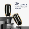 kwmobile Autoschlüssel Hülle kompatibel mit Chery Omoda C5 / Jaecoo 7 / Tiggo 7 Pro 8 Pro / Arrizo 5 - Schlüsselhülle Silikon Cover - Schwarz Gold Schwarz
