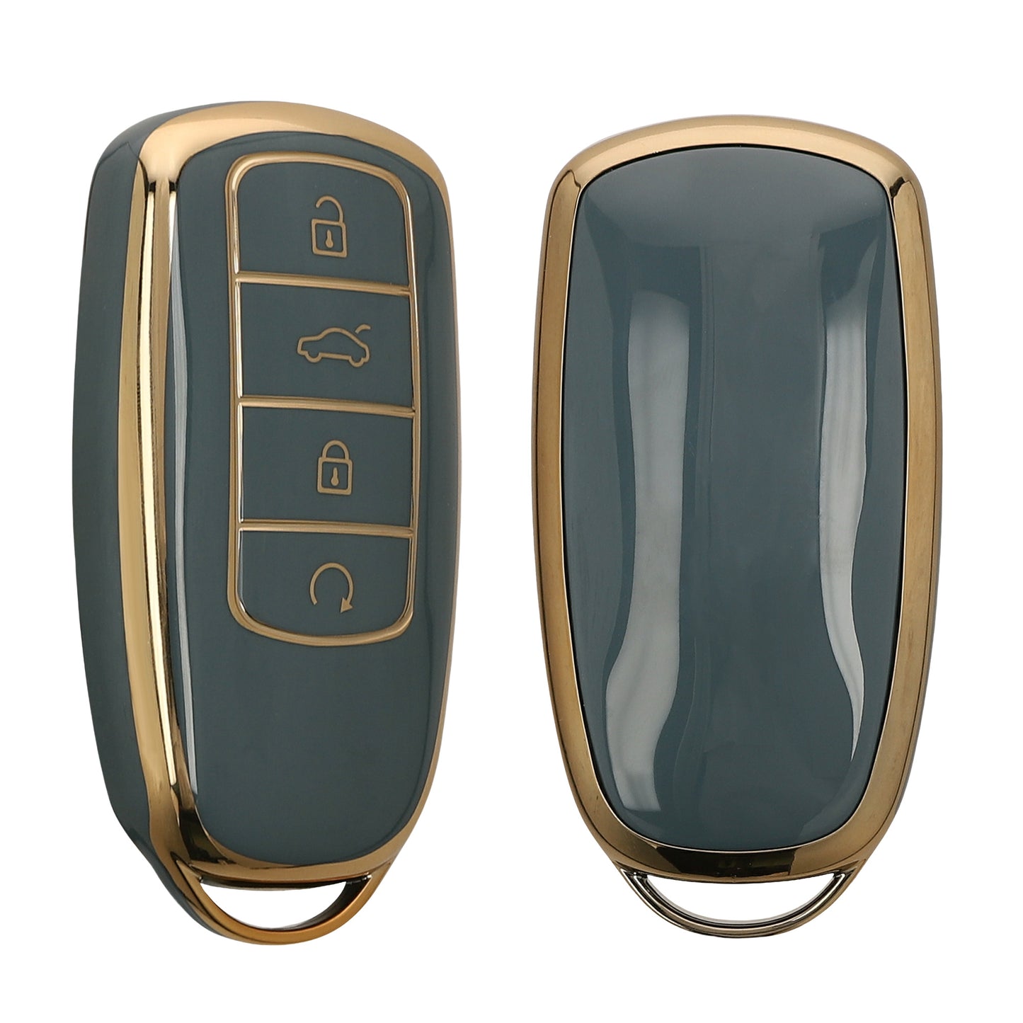 kwmobile Autoschlüssel Hülle kompatibel mit Chery Omoda C5 / Jaecoo 7 / Tiggo 7 Pro 8 Pro / Arrizo 5 - Schlüsselhülle Silikon Cover - Blau Gold Blau