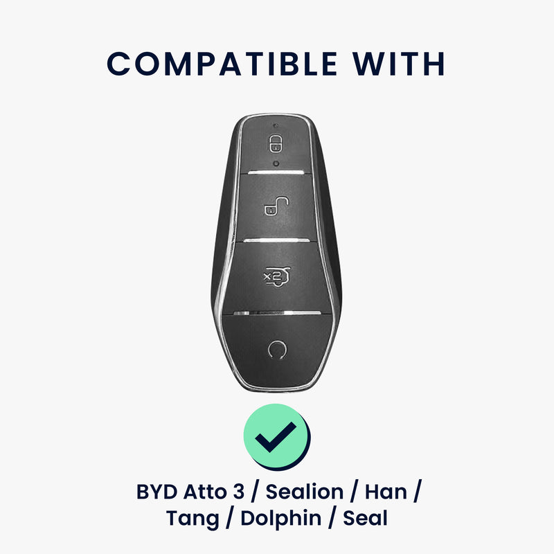 kwmobile Autoschlüssel Hülle kompatibel mit BYD Atto 3 / Sealion / Han / Tang / Dolphin / Seal Hülle - TPU Schlüsselhülle - Schlüssel Cover in Schwarz - Mit Schlüsselring Schwarz