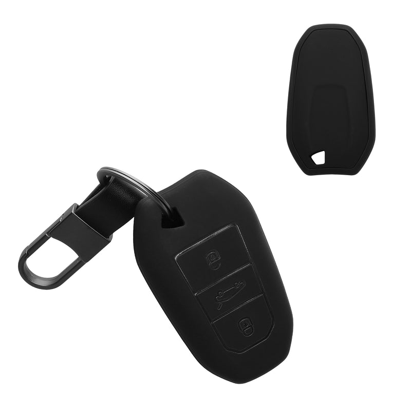 kwmobile Autoschlüssel Hülle kompatibel mit Peugeot Citroen 3-Tasten Smartkey Autoschlüssel (nur Keyless Go) Hülle - TPU Schlüsselhülle - Schlüssel Cover in Schwarz - Mit Schlüsselring Schwarz