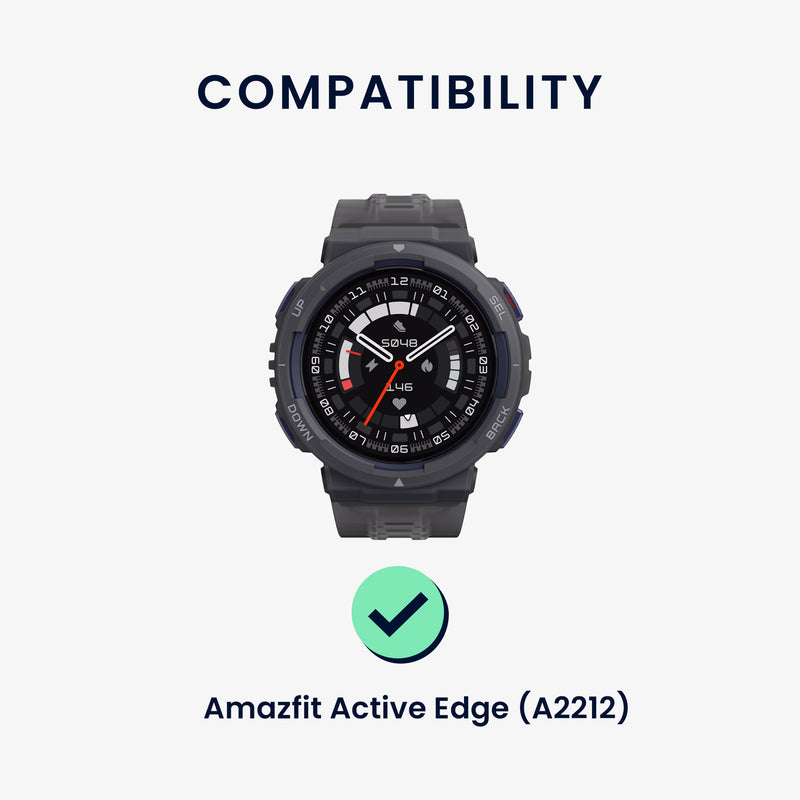 kwmobile Silikon Uhrenarmband für Amazfit Active Edge (A2212) Armband - Ersatzarmband für Fitnesstracker - Wechselarmband Smartwatch - Schwarz Orange Schwarz