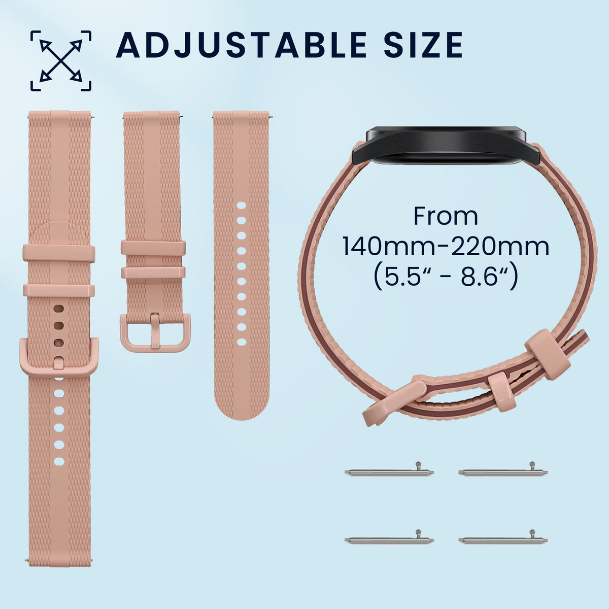 kwmobile Silikon Uhrenarmband für Garmin Venu Sq 2 Music / Sq 2 / Vivoactive 6 / Vivoactive 5 Armband - Ersatzarmband für Fitnesstracker - Wechselarmband Smartwatch - Altrosa Altrosa